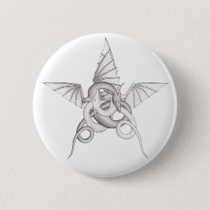 Dragon Pentagram Pinback Button