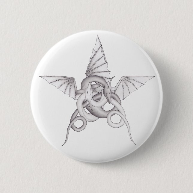 Dragon Pentagram Pinback Button (Front)