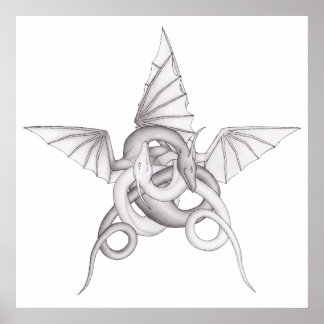 Dragon Pentagram Poster