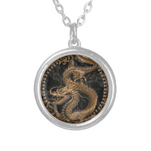 Dragon Pentagram Silver Plated Necklace