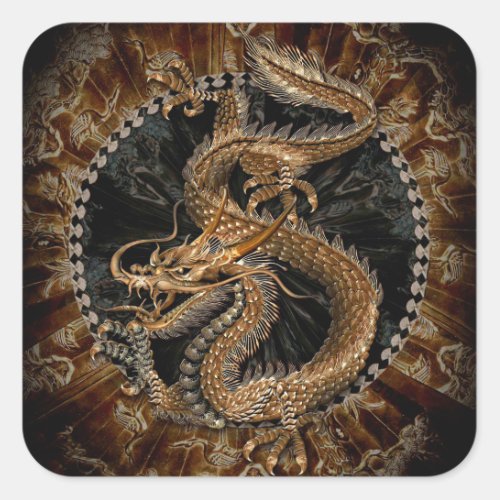 Dragon Pentagram Square Sticker