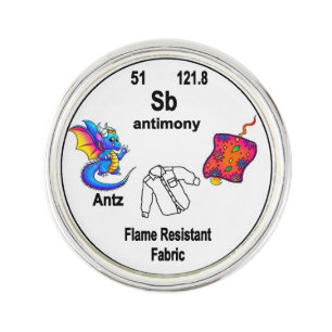 Dragon Periodic Table Symbol - Antimony Antz Lapel Pin