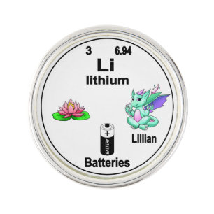 Dragon Periodic Table Symbol - Lithium Lillian Lapel Pin