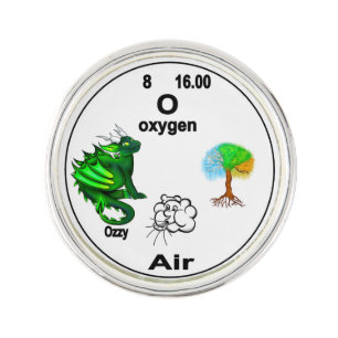 Dragon Periodic Table Symbol - Oxygen Ozzy Lapel Pin