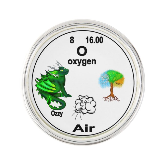 Dragon Periodic Table Symbol - Oxygen Ozzy Lapel Pin (Front)