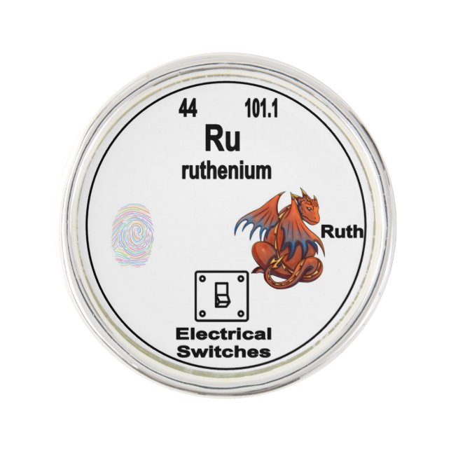 Dragon Periodic Table Symbol - Ruthenium Ruth Lapel Pin (Front)