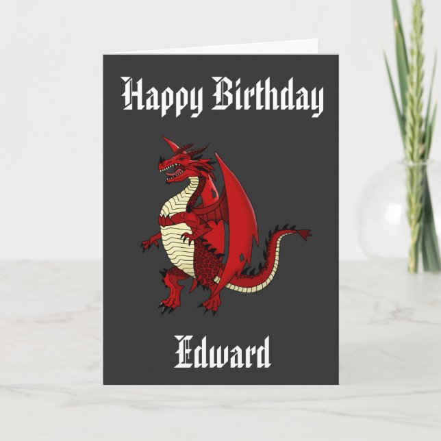 Dragon personalized mythical creature birthday card (Front)
