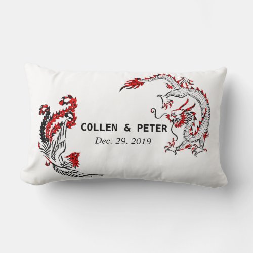 Dragon_Phoenix Chinese Wedding Gift Personalized Lumbar Pillow