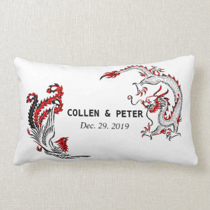 Dragon-Phoenix Chinese Wedding Gift Personalized Lumbar Pillow