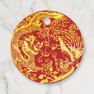 Dragon phoenix Chinese wedding logo Favor Tags