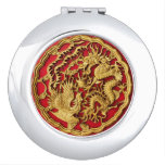 Dragon Phoenix Red Gold Chinese Wedding Favor Compact Mirror at Zazzle