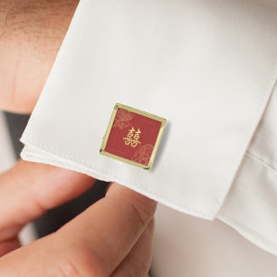 Dragon Phoenix Traditional Red Chinese Wedding  Cufflinks
