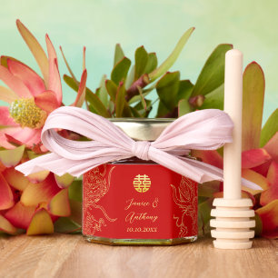 Dragon Phoenix Traditional Red Chinese Wedding Honey Jar Favors