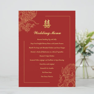 Dragon Phoenix Traditional Red Chinese Wedding Menu