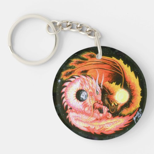 Dragon Phoenix Yin_Yang Keychain