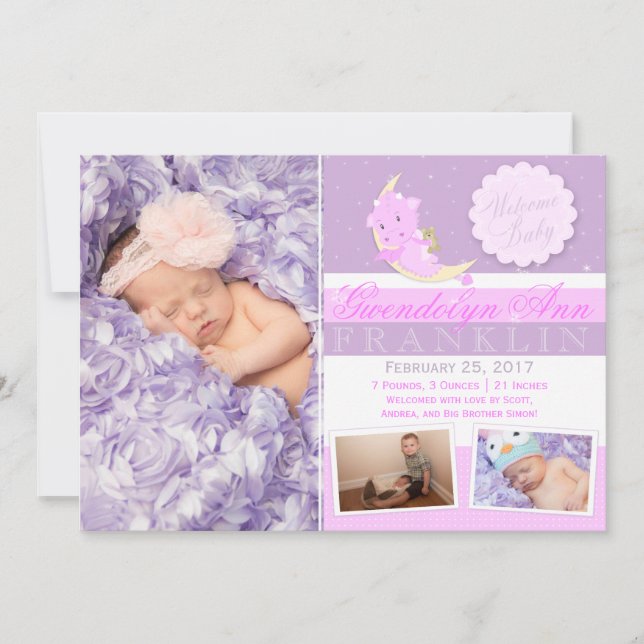 Dragon Photo Birth Announcement (Front)