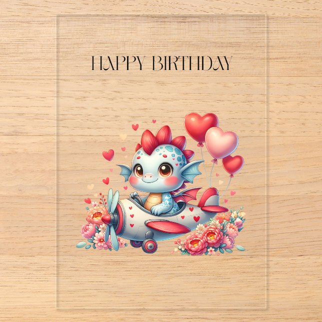 Dragon Pilot Birthday Acrylic Invitations (Front)