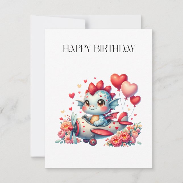 Dragon Pilot Birthday Note Card (Front)