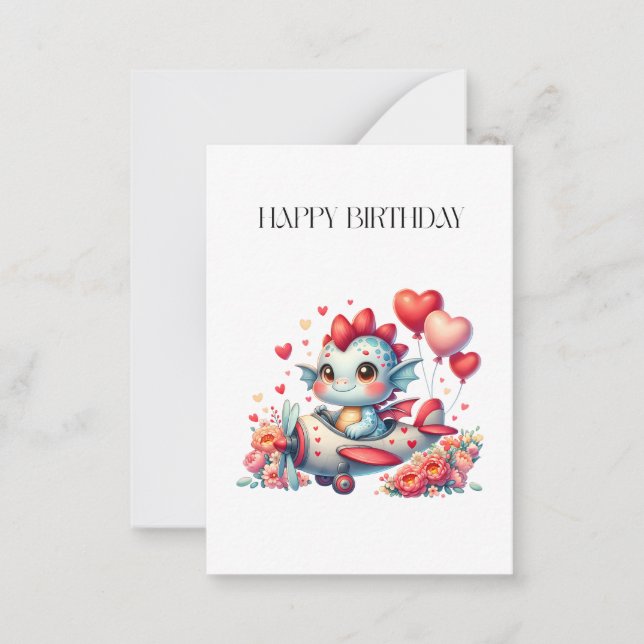 Dragon Pilot Birthday Note Card (Front)