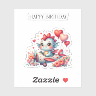 Dragon Pilot Birthday Sticker