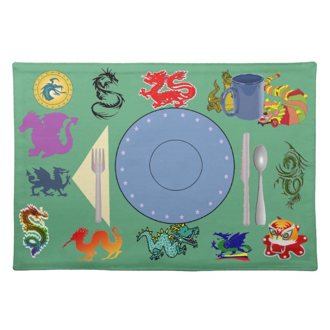 Dragon place mat with correct placement of stuff (Front)