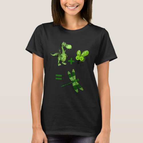 Dragon Plus Fly Equals Dragonfly In Greens T_Shirt