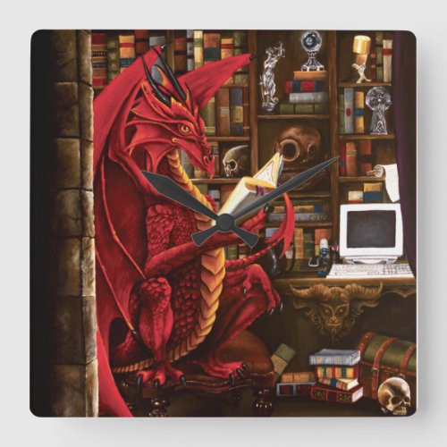 Dragon Podcast Library Square Wall Clock
