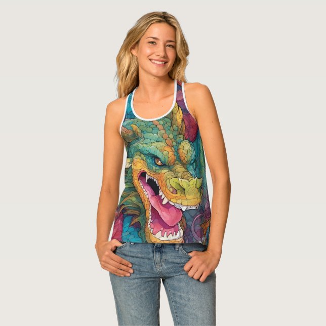 Dragon Portrait Art Fantasy Tank Top (Front Full)