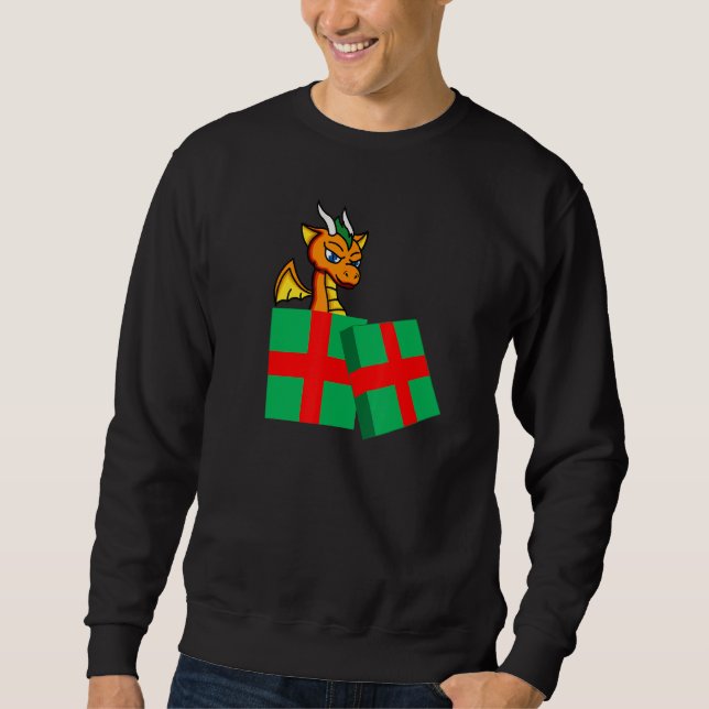 Dragon Present Funny Cool Boy Christmas Sweatshirt (Front)