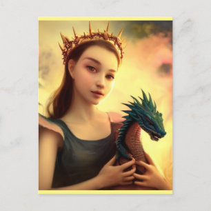 Dragon prinsess with young dragon postcard
