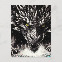 Dragon Protecting Its Treasure Color Splash Postcard