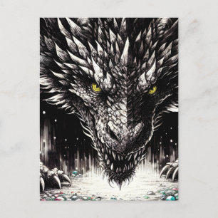 Dragon Protecting Its Treasure Color Splash Postcard