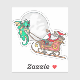 Dragon pulling Santa's sleigh Sticker