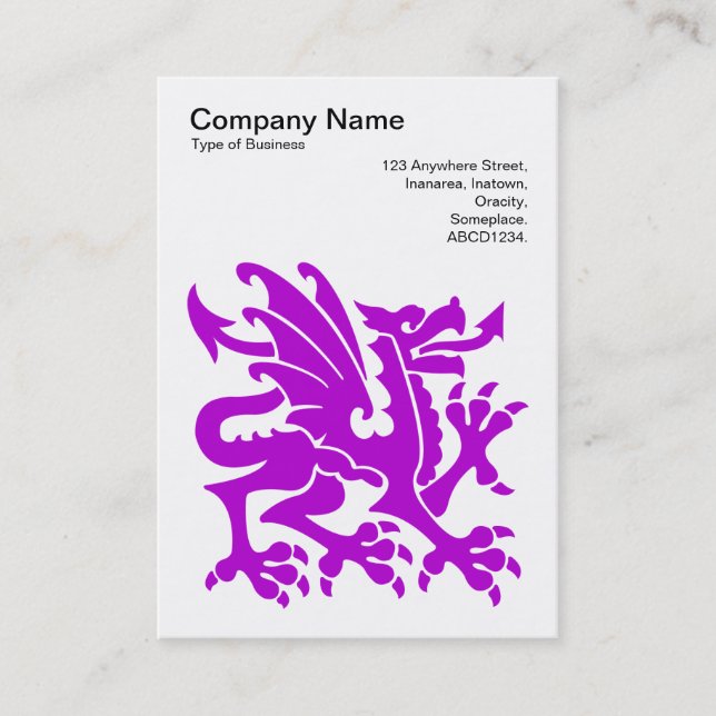 Dragon - Purple on White Business Card (Front)