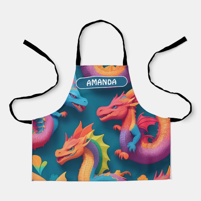 Dragon Rainbow Colorful Personalized Pattern Apron (Front)