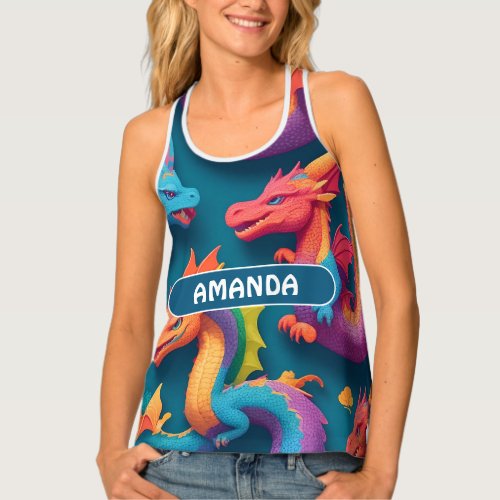 Dragon Rainbow Colorful Personalized Pattern Tank Top