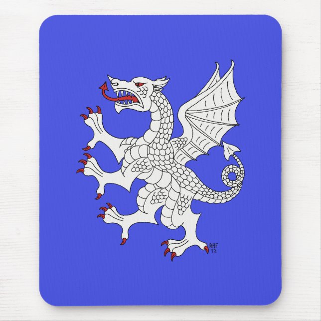 Dragon Rampant Argent Mouse Pad (Front)