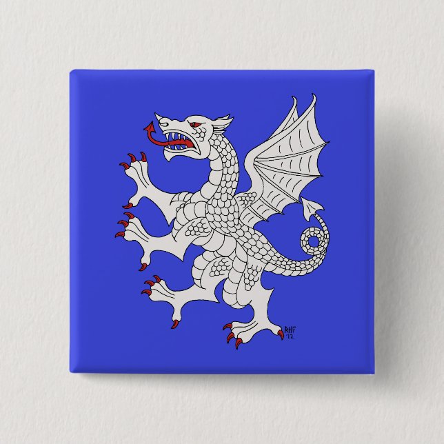 Dragon Rampant Argent Pinback Button (Front)