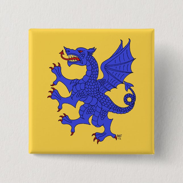 Dragon Rampant Azure Button (Front)