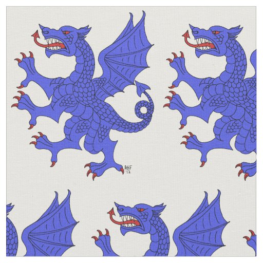 Dragon Rampant Azure Fabric