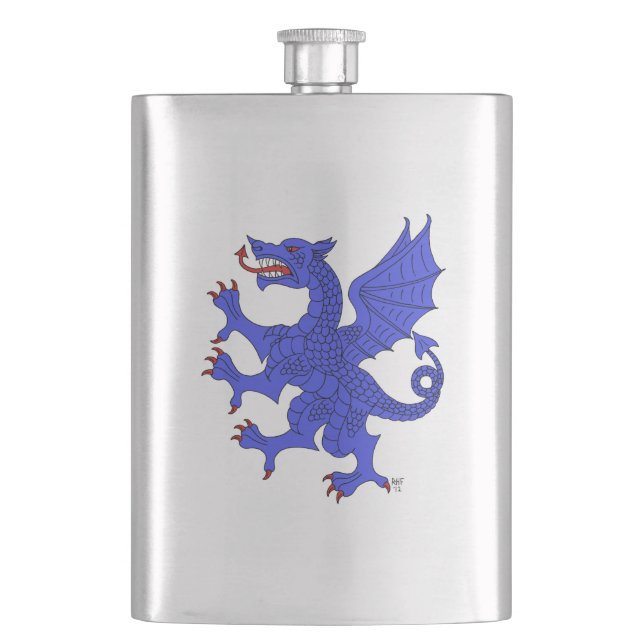 Dragon Rampant Azure Flask (Front)