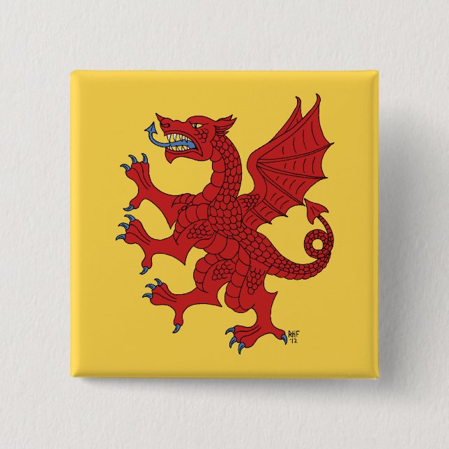 Dragon Rampant Gules Pinback Button (Front)