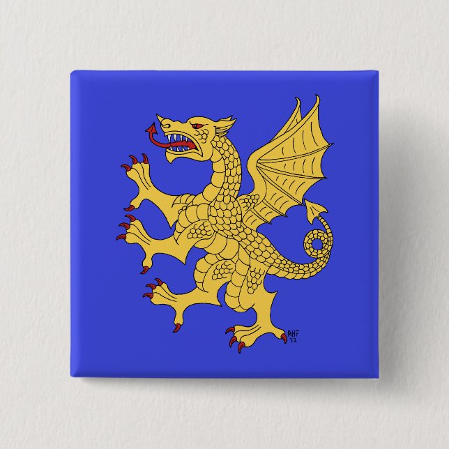 Dragon Rampant Or Button (Front)