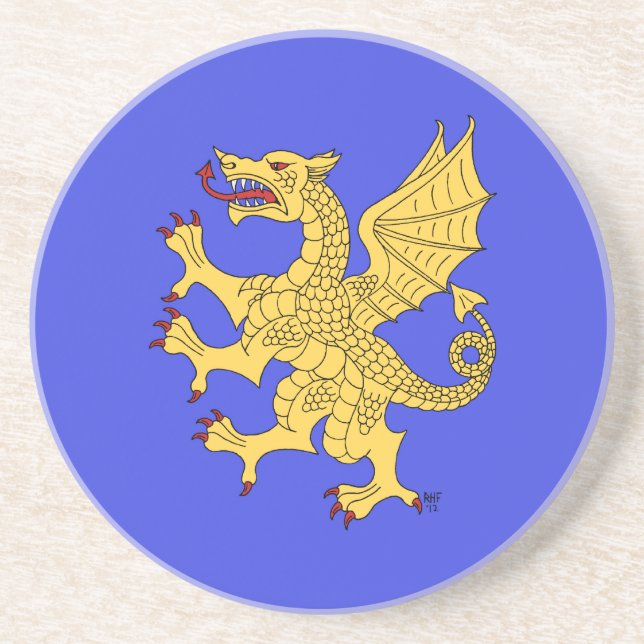 Dragon Rampant Or Sandstone Coaster (Front)