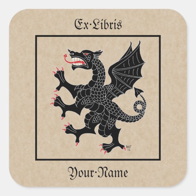 Dragon Rampant Sable Bookplate (Front)