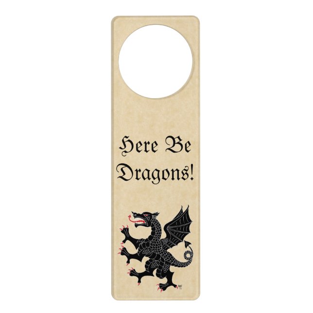 Dragon Rampant Sable Door Hanger (Front)