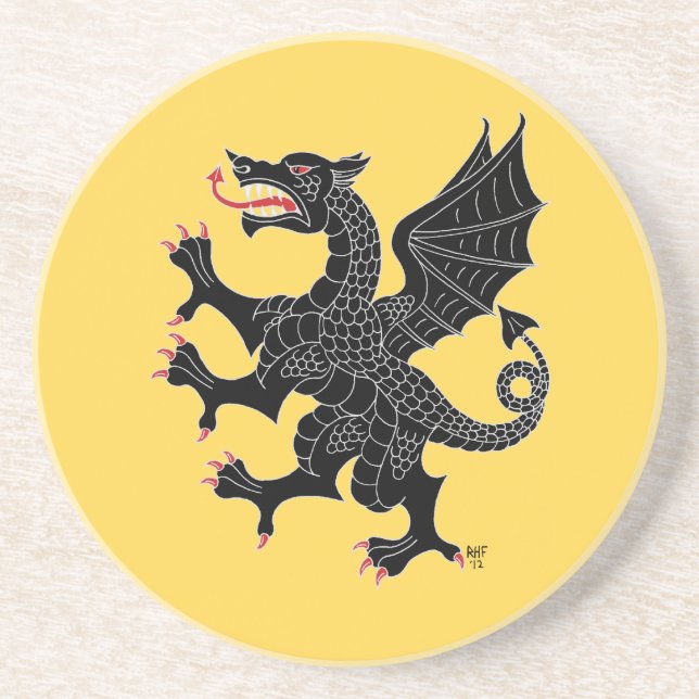 Dragon Rampant Sable Drink Coaster (Front)