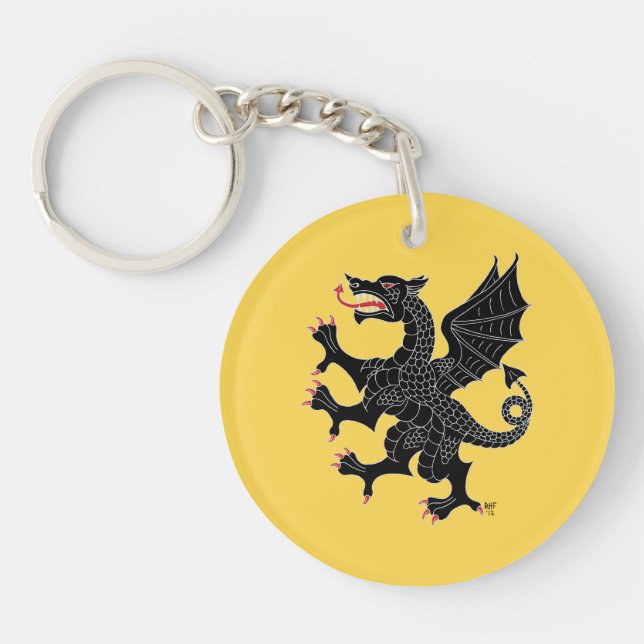 Dragon Rampant Sable Keychain (Front)