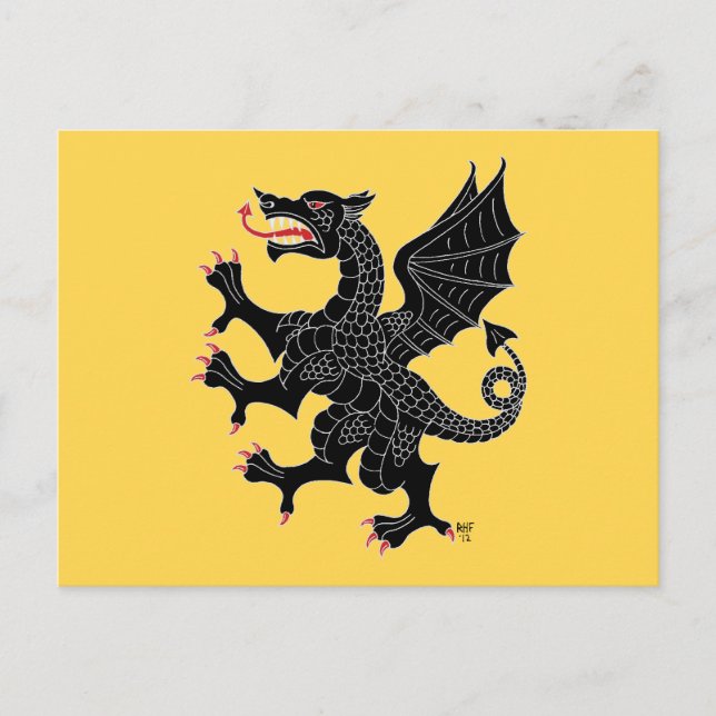 Dragon Rampant Sable Postcard (Front)
