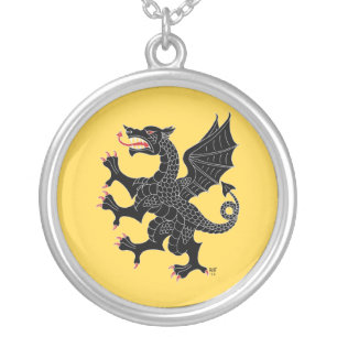 Dragon Rampant Sable Silver Plated Necklace